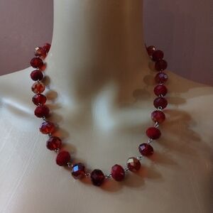 Women's red beaded necklace